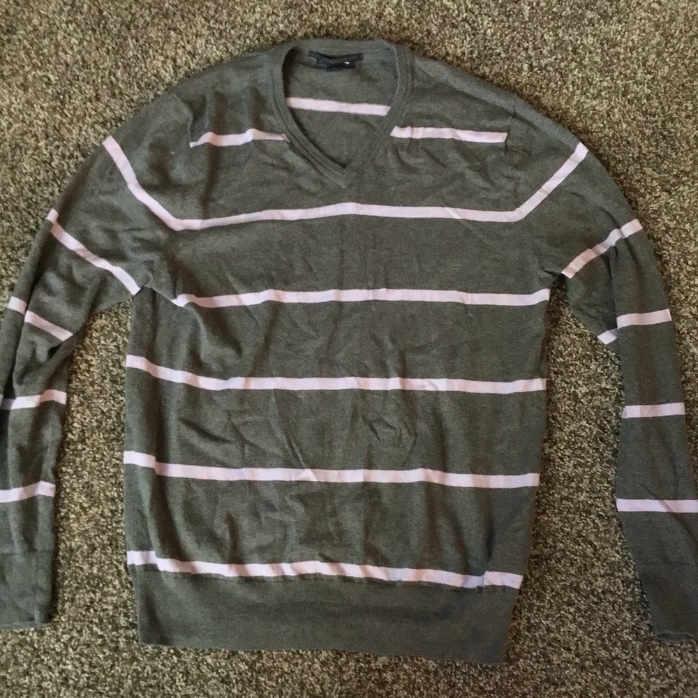 Gap Dark Grey and Lavender V-Neck Sweater (L)